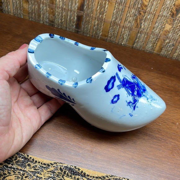 Vintage Delft blue Hand Painted ashtray Planter Herb Ceramic Dutch Clog Shoe - Picture 2 of 7